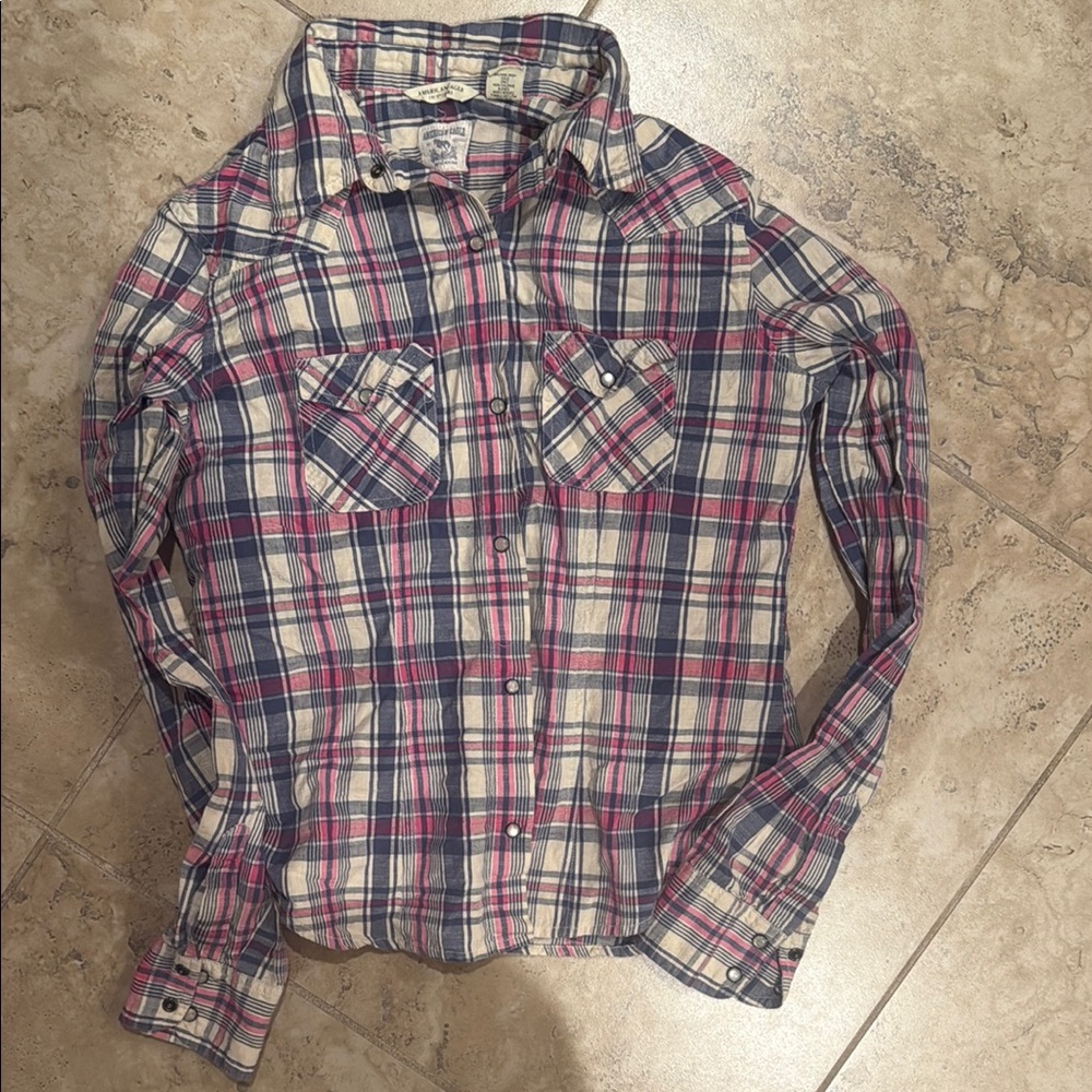 American Eagle Plaid Button-Up Shirt
